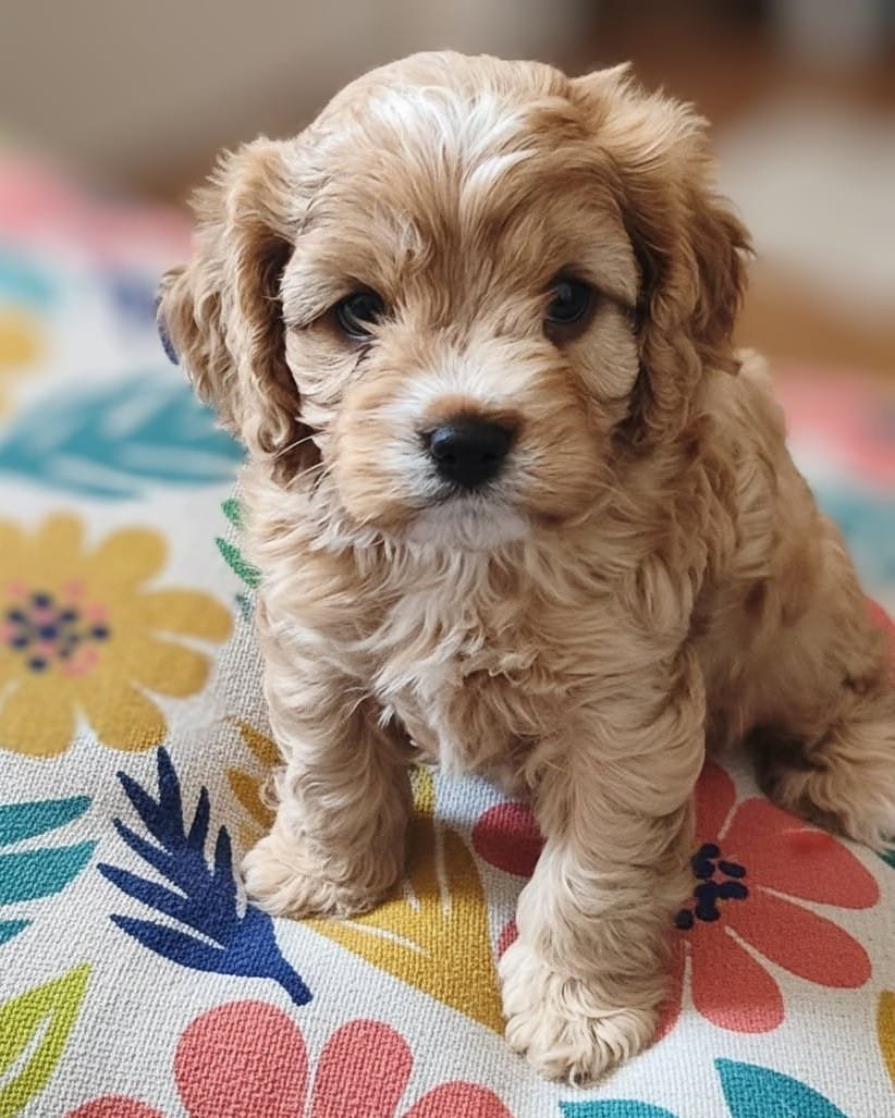 Amber, a female Cavapoo F1 puppy